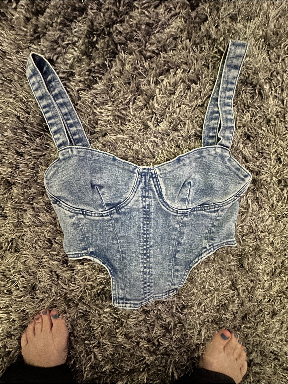 Signature8 Light Blue Denim Bustier Top
